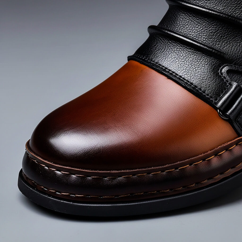 Frederic - Bottines homme en cuir à boucle métallique et style vintage