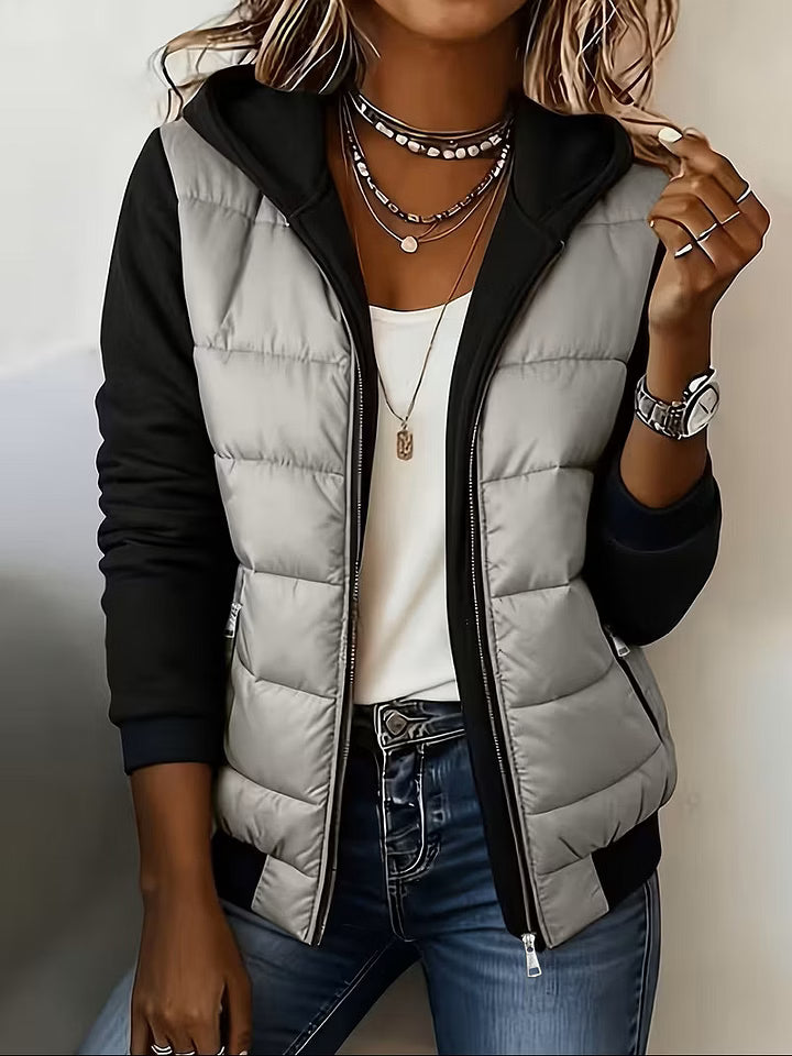 Roosje - Veste matelassée femme à capuche et manches longues bicolores