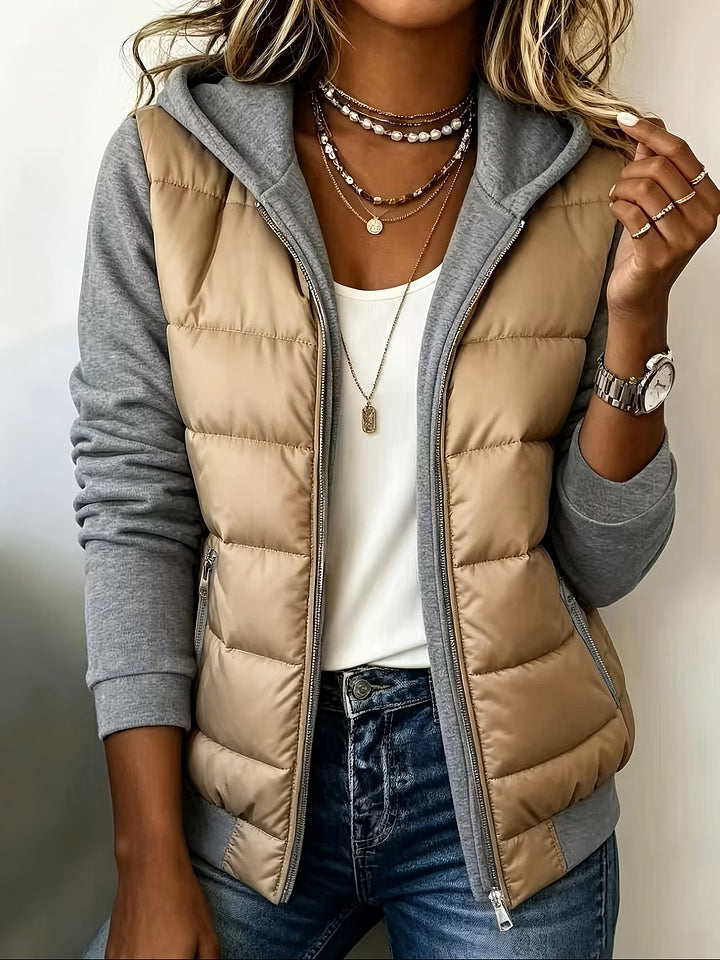 Roosje - Veste matelassée femme à capuche et manches longues bicolores