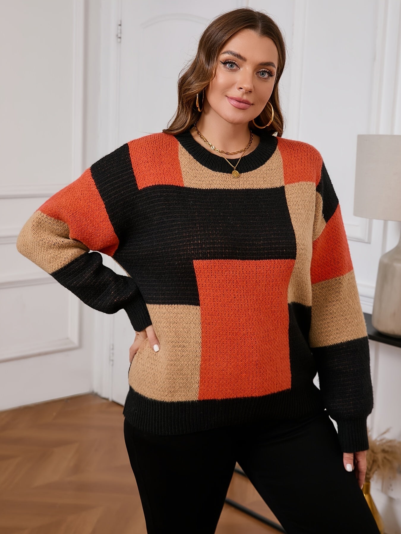Nicolette™ - Pull Tricot Bicolore - Élégance et Confort pour l'Hiver