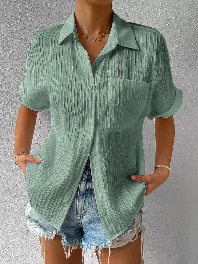 Plyora™ - Chemisier Femme Ample Boutonné Col Classique Style Casual