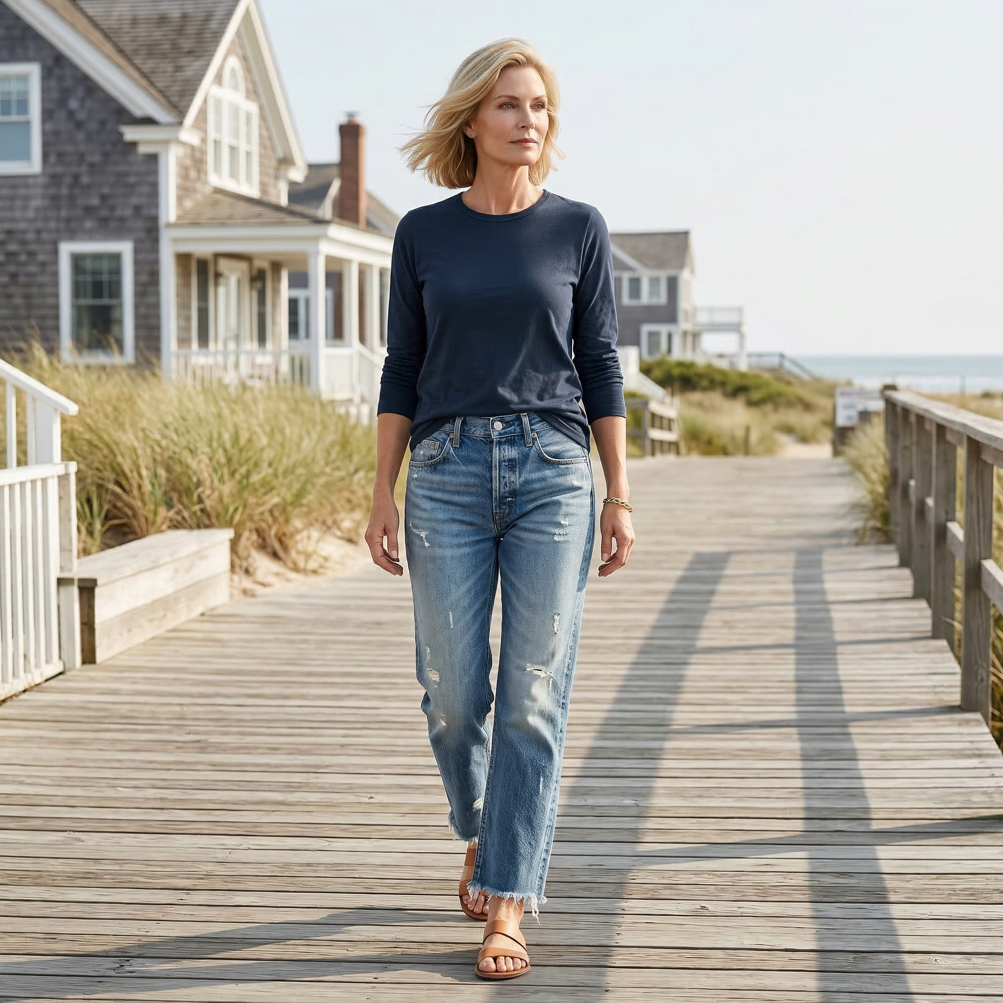 Cazira™ - Jean Femme Coupe Droite Cropped Denim Confort Moderne