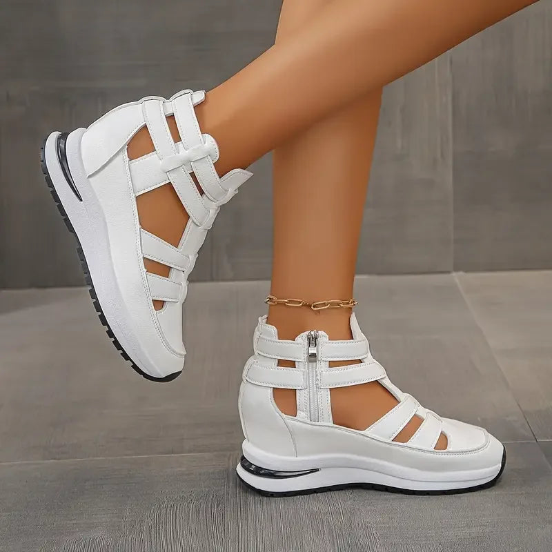Romina™ - Sandales à Talon Compensé Élégantes et Légères avec Fermeture Éclair Latérale