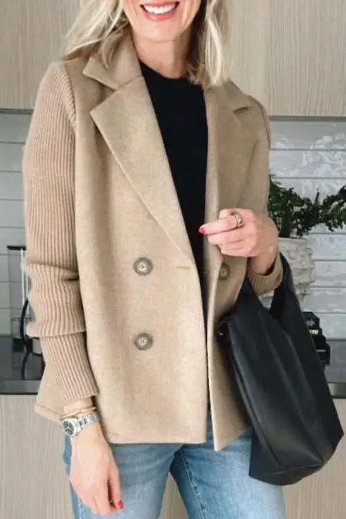 Augustine™ - Manteau Décontracté à Col avec Manches Patchwork