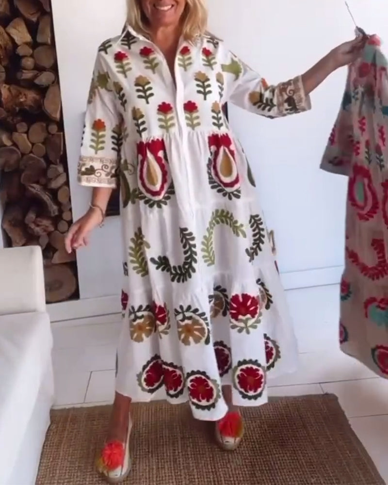 Gracina™ - Robe Imprimé Floral Graphique