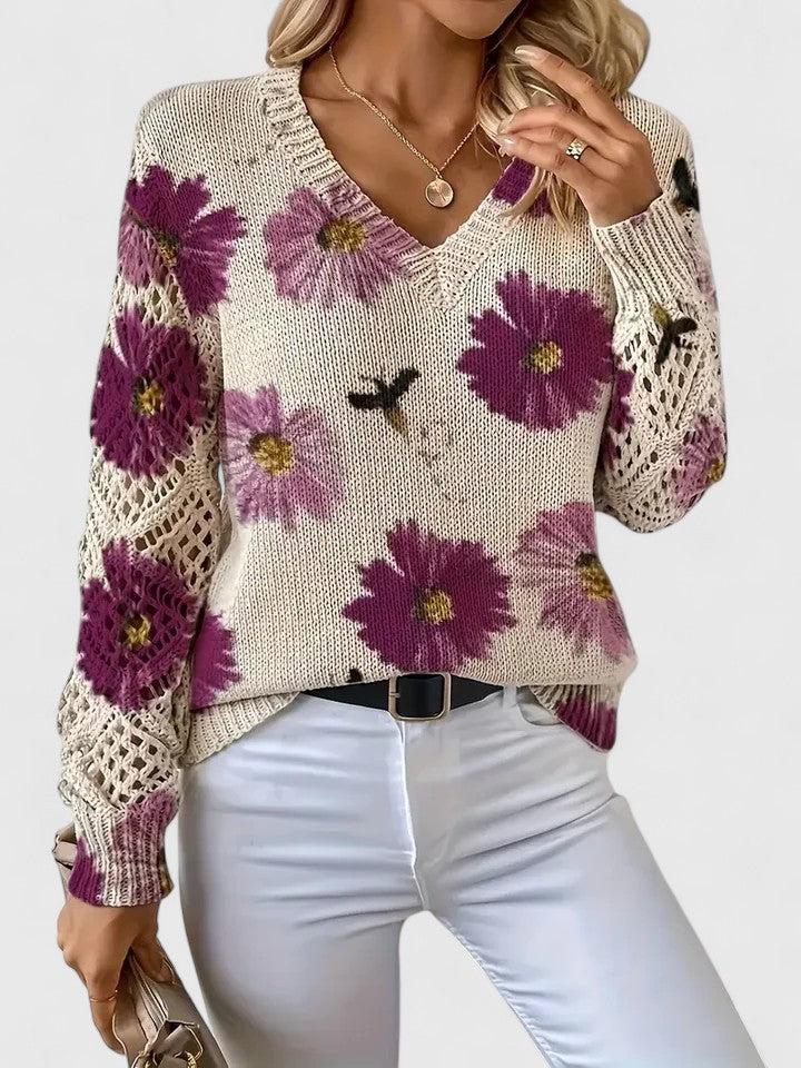 Marisavina - Pull Floral Vintage Élégant