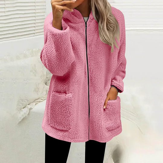 Stien - Gilet en maille femme à col montant zippé et boutons décoratifs