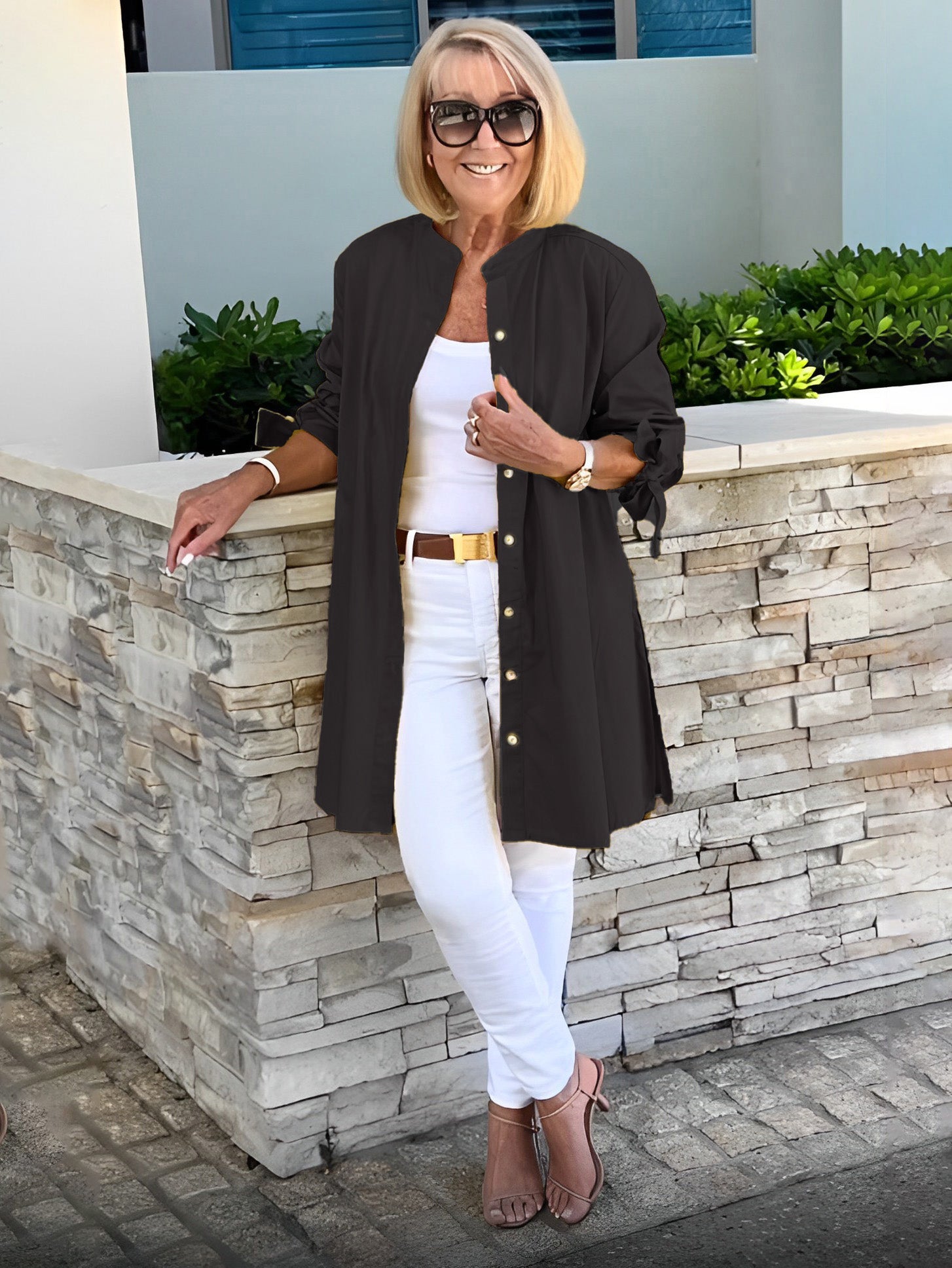 Liora™ - Veste Chemise Longue Boutonnée en Coton (Aujourd'hui seulement : 1 acheté = 1 offert !)