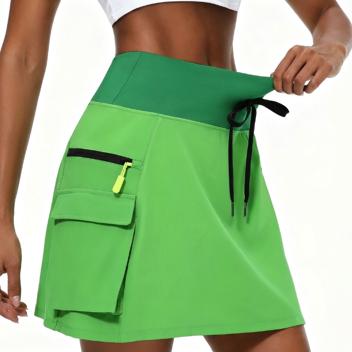 Fioreva - Jupe-short sport femme taille haute avec poches zippées
