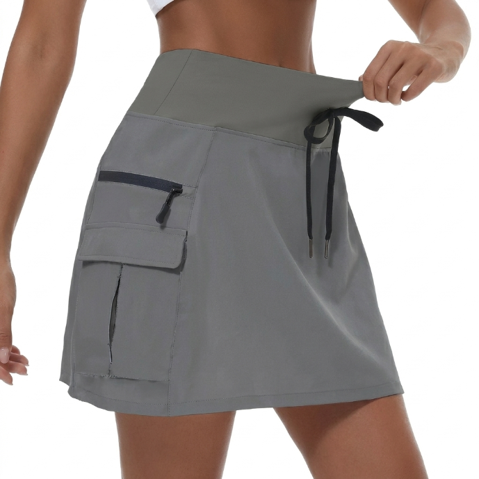 Fioreva - Jupe-short sport femme taille haute avec poches zippées