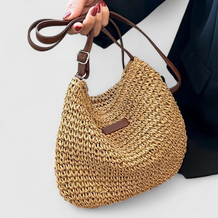 Mirelina™ - Sac femme bandoulière raphia tressé style boho naturel