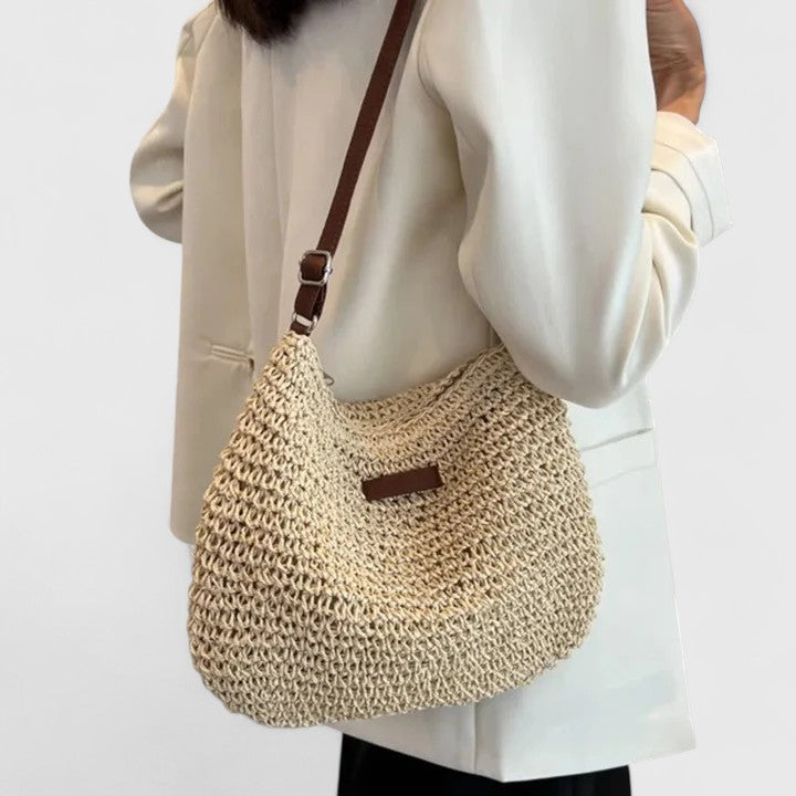 Mirelina™ - Sac femme bandoulière raphia tressé style boho naturel