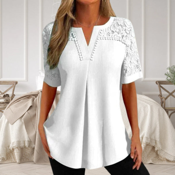 Alvara™ - Chemise d’Été Élégante à Manches Courtes en Dentelle pour Femmes