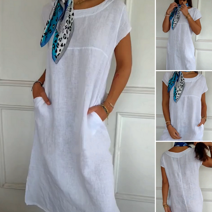 Jurelia™ - Robe en Lin à Encolure Ronde