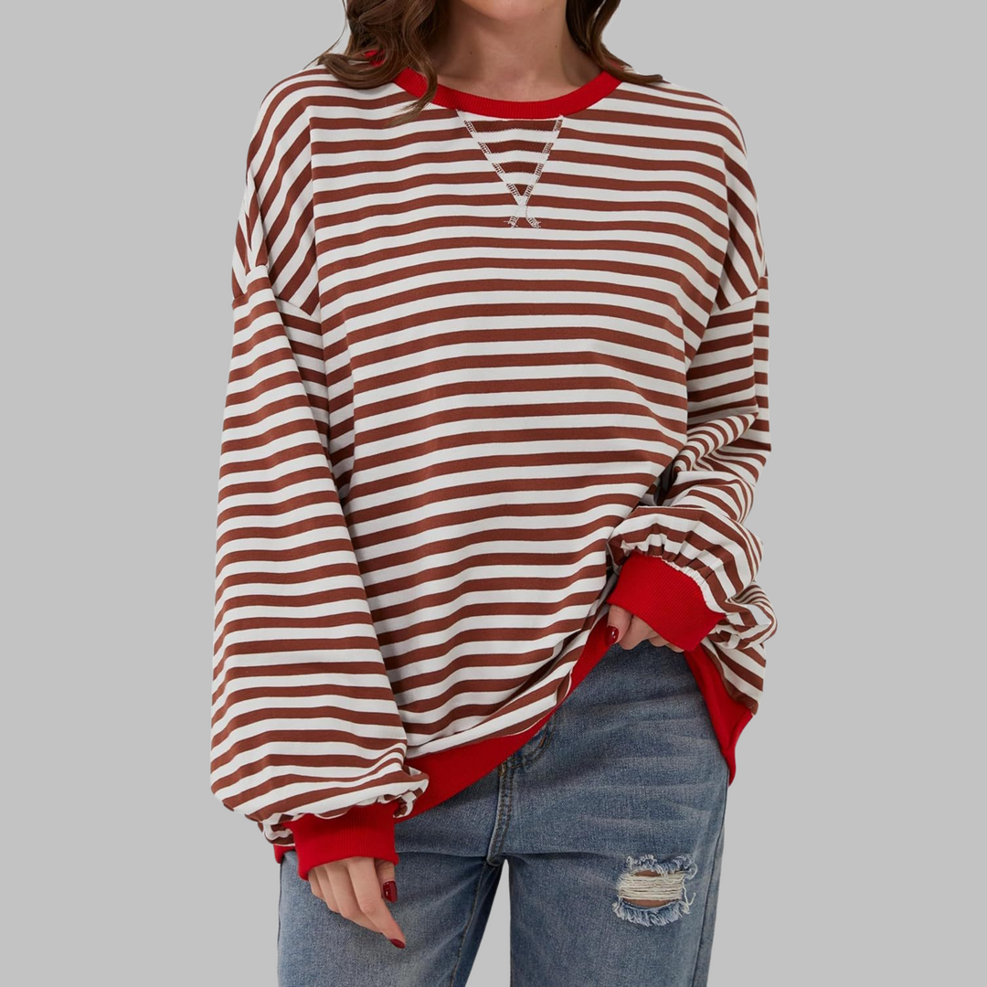 Helyria™ - Pull femme rayé oversize confortable style décontracté hiver