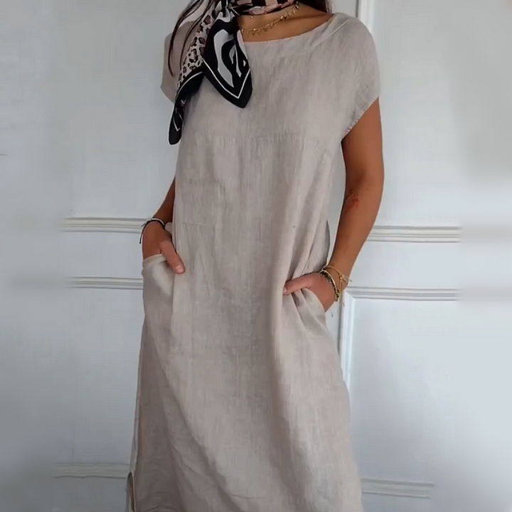 Jurelia™ - Robe en Lin à Encolure Ronde
