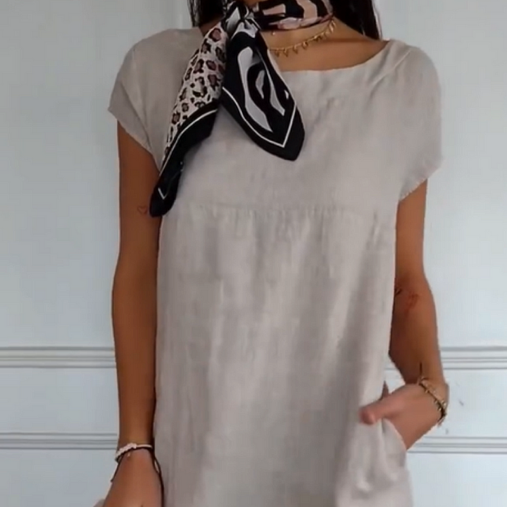 Jurelia™ - Robe en Lin à Encolure Ronde