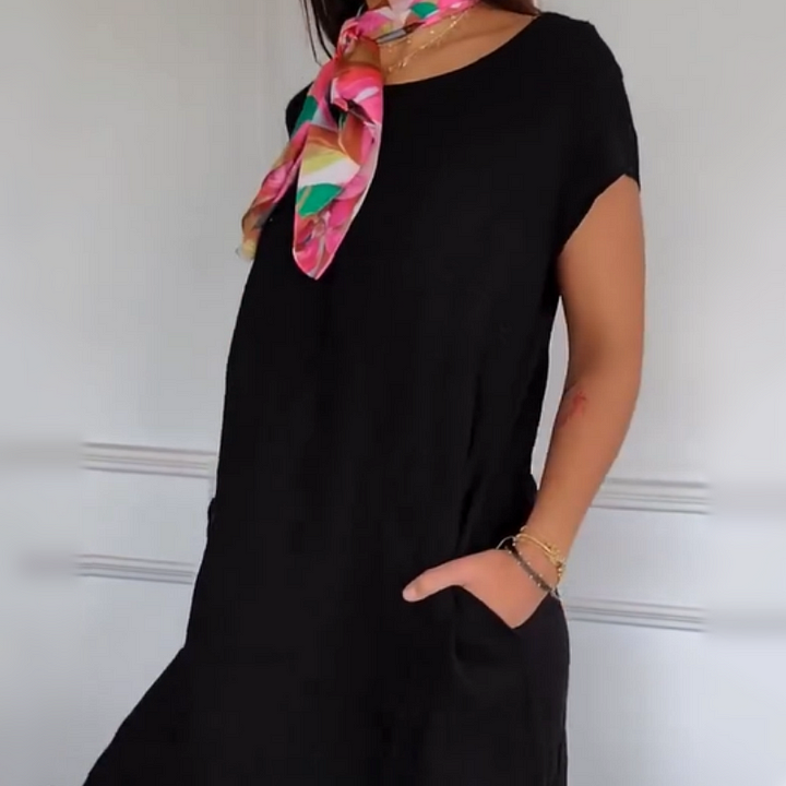 Jurelia™ - Robe en Lin à Encolure Ronde