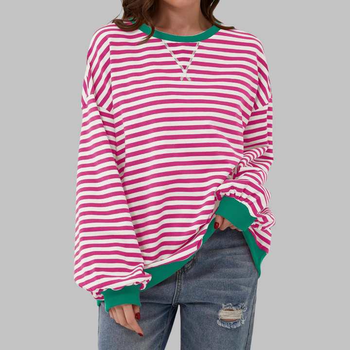 Helyria™ - Pull femme rayé oversize confortable style décontracté hiver