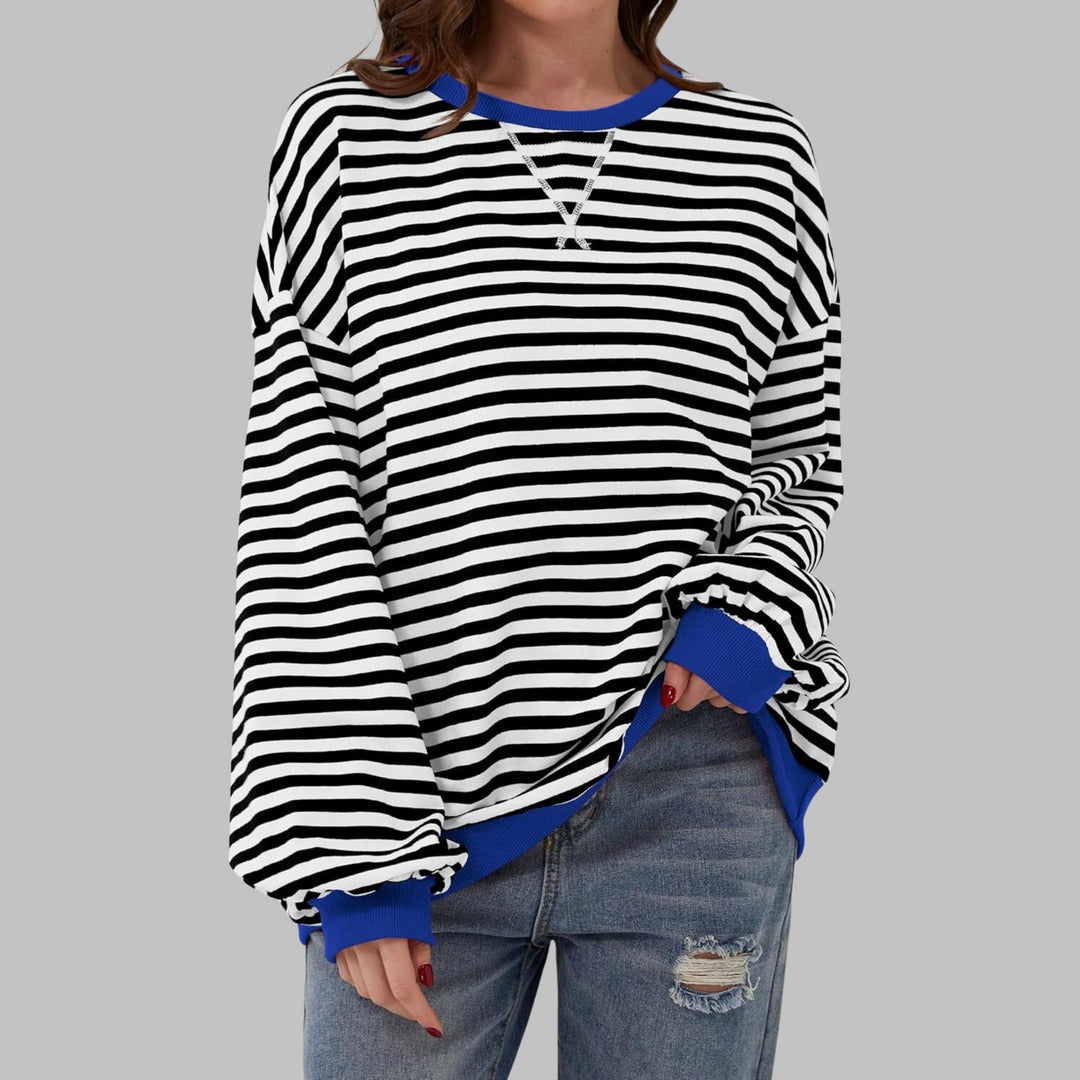 Helyria™ - Pull femme rayé oversize confortable style décontracté hiver