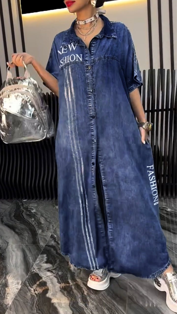 Fiora™ - Robe en denim Tencel pour femme avec revers