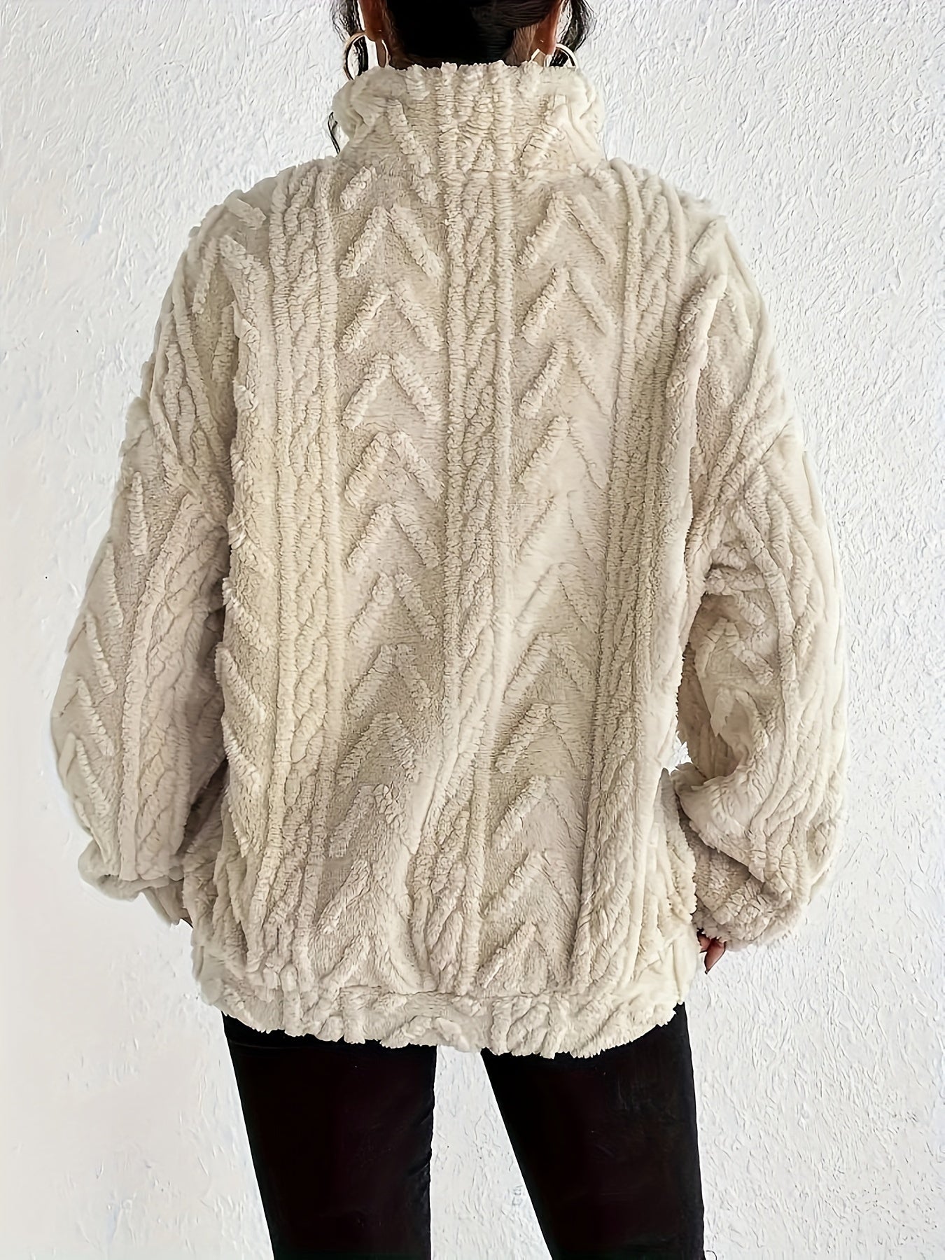 Claudette™ - Sweatshirt Luxe en Fleece à Tricot Cable