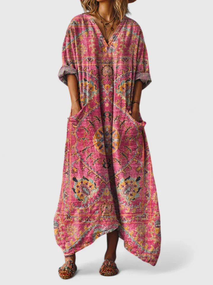 Grazelle™ - Robe Longue Fluide Imprimée Style Bohème Élégant