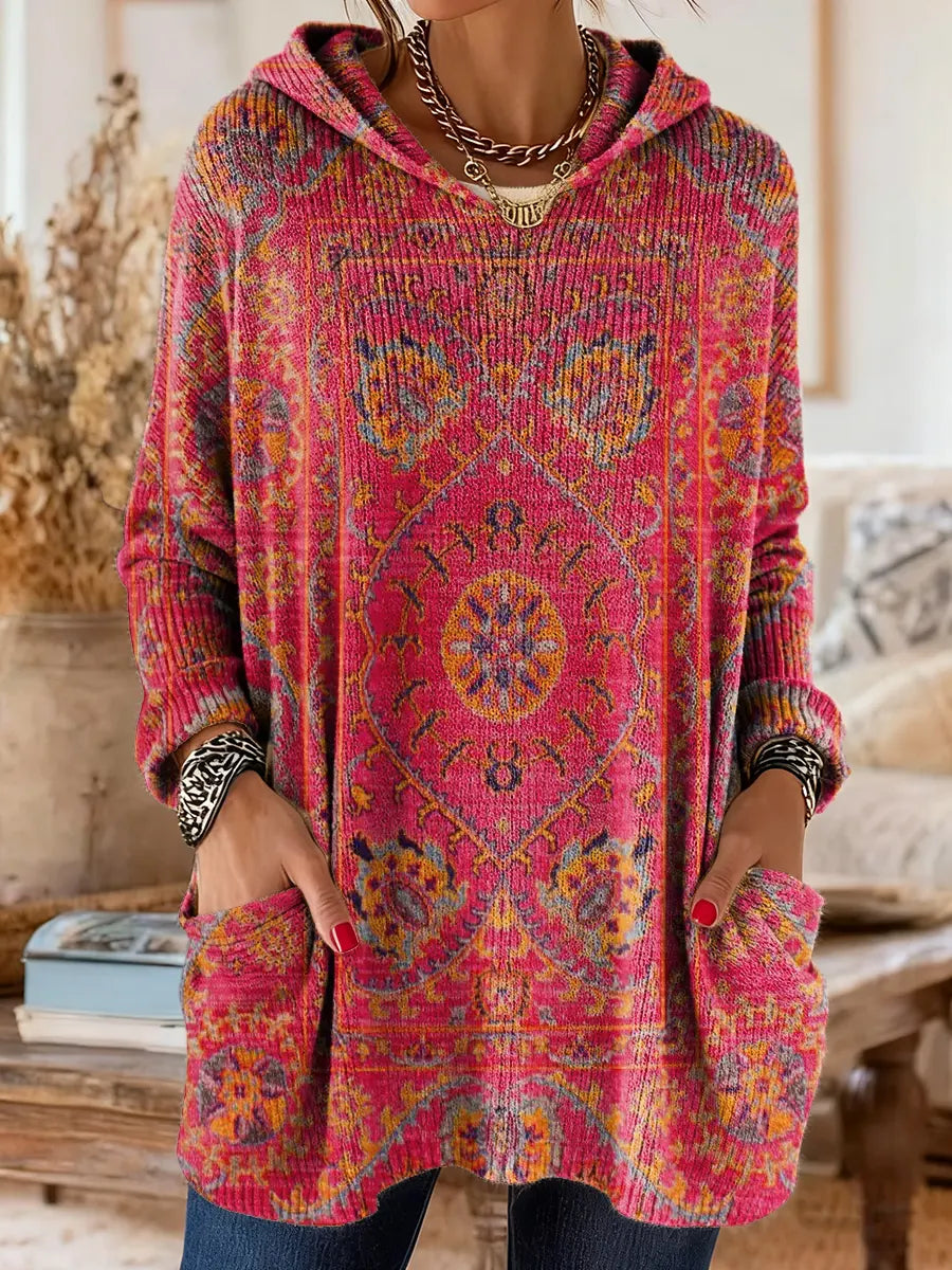 Hynessa™ - Tunique femme à capuche imprimée coupe ample style décontracté moderne