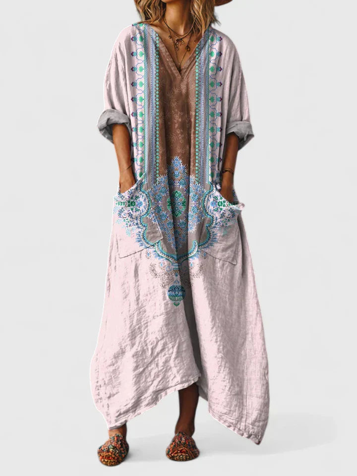 Grazelle™ - Robe Longue Fluide Imprimée Style Bohème Élégant