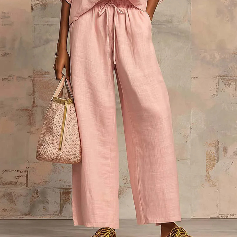 Calyndra - Ensemble femme deux pièces uni avec haut zippé et pantalon large