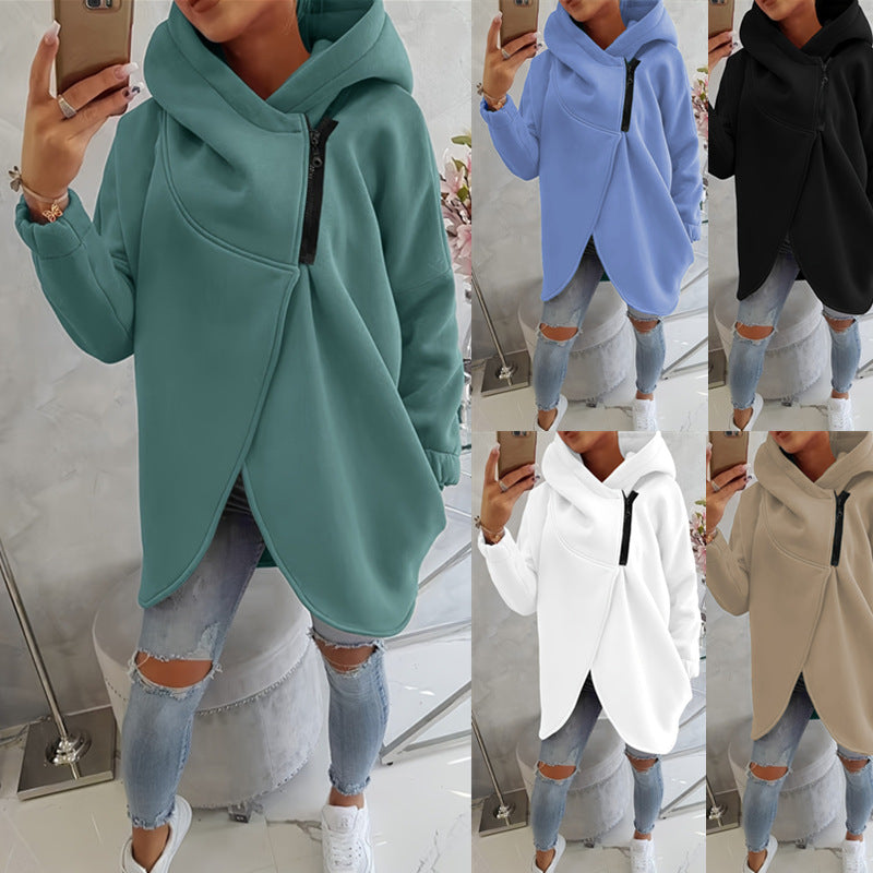 Quenlisse™ - Sweat à capuche zippé pour femme avec poches avant