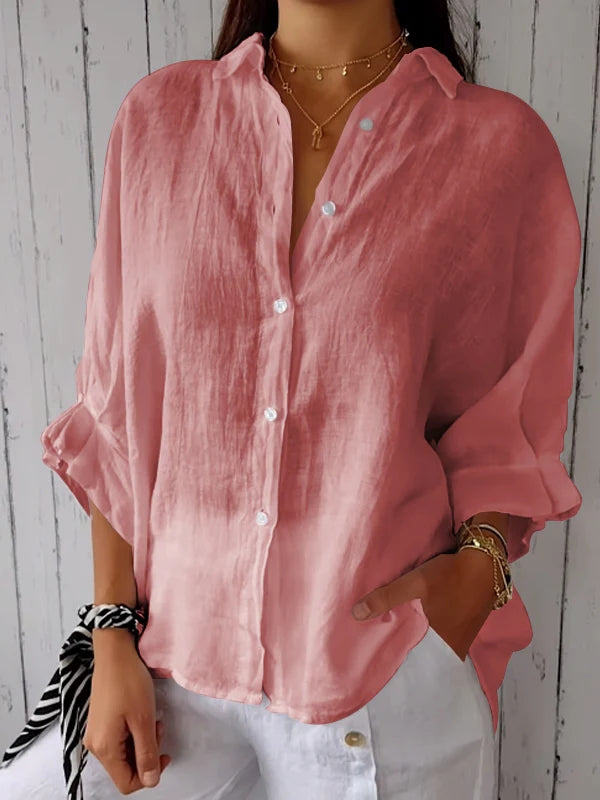 Delphira™ - Chemise en coton et lin nouée dans le dos