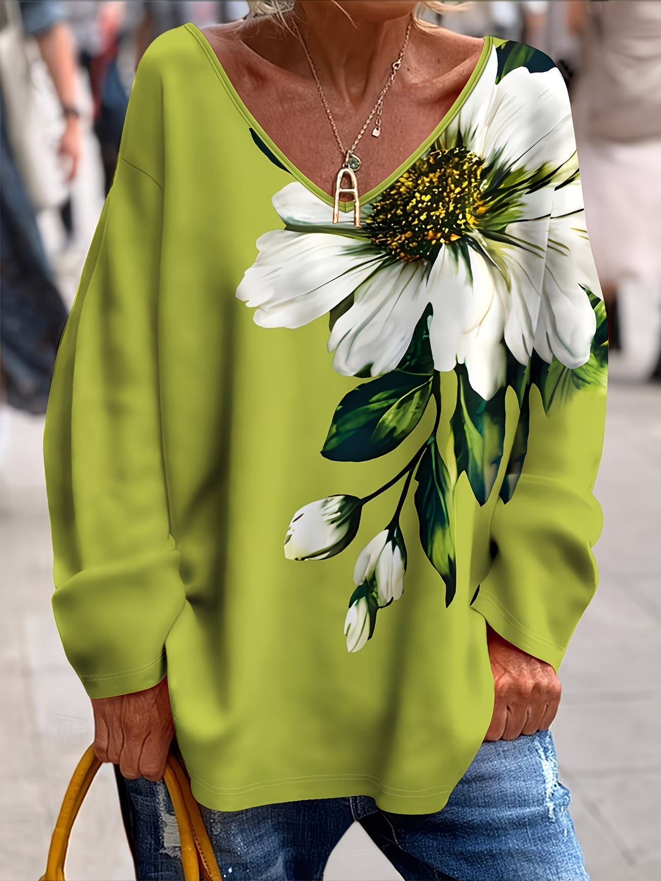 Olivira™ - Haut Ample À Motif Floral Inspiré De La Nature