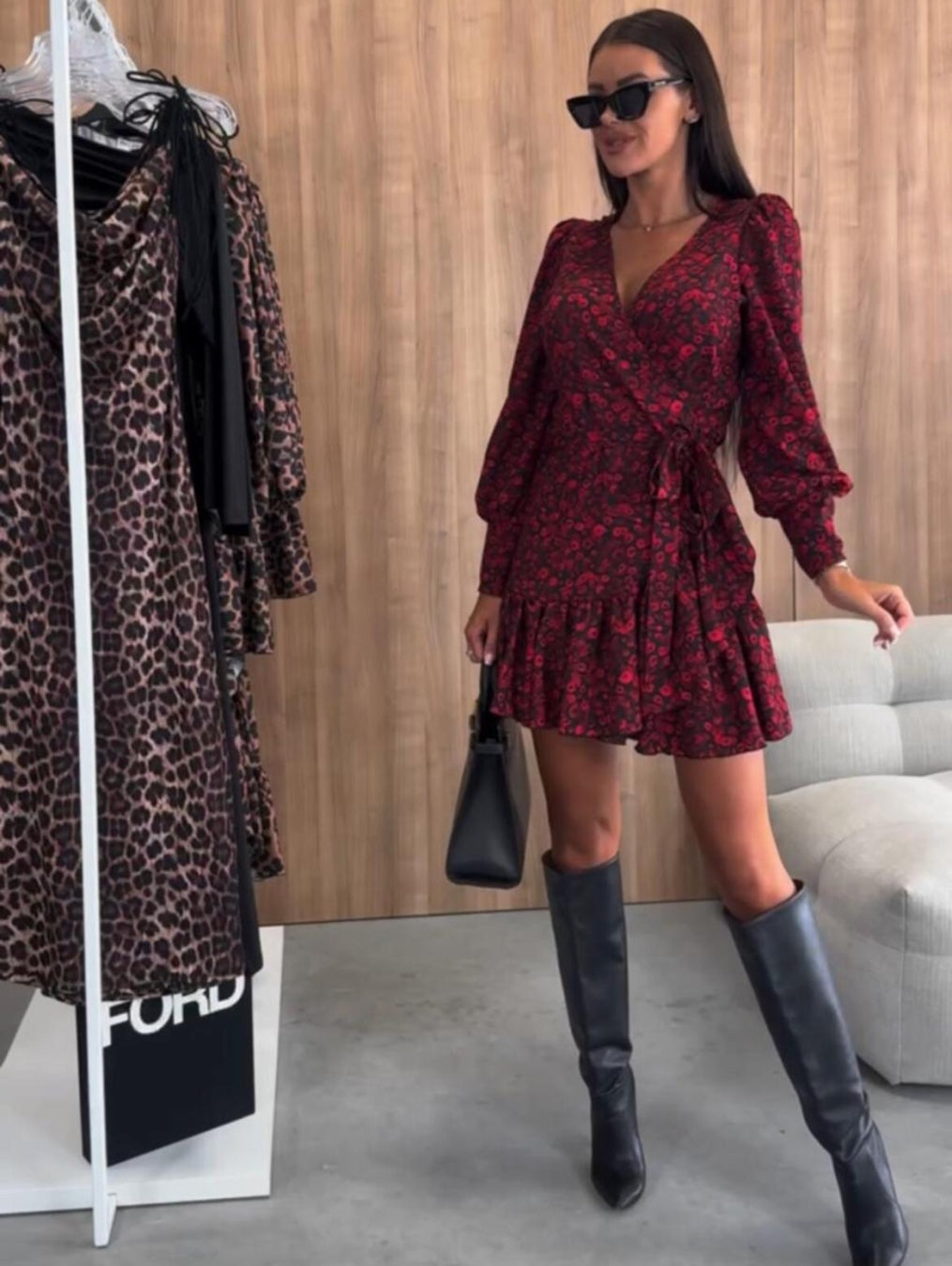 Seloria™ - Robe Mini Florale À Coupe Cache-Cœur Élégante