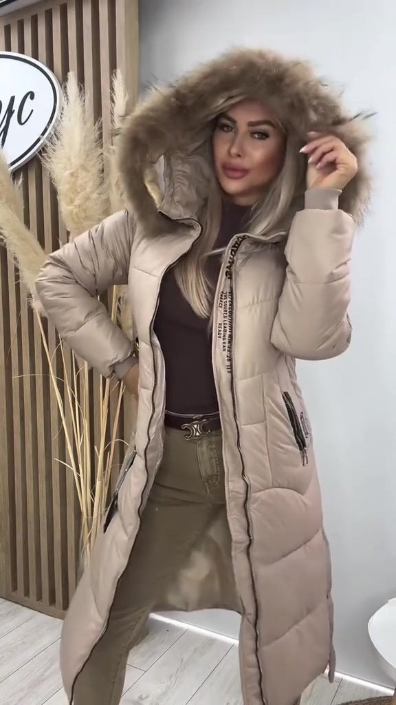 Elysavine™- Manteau Long Hiver avec Col en Fourrure