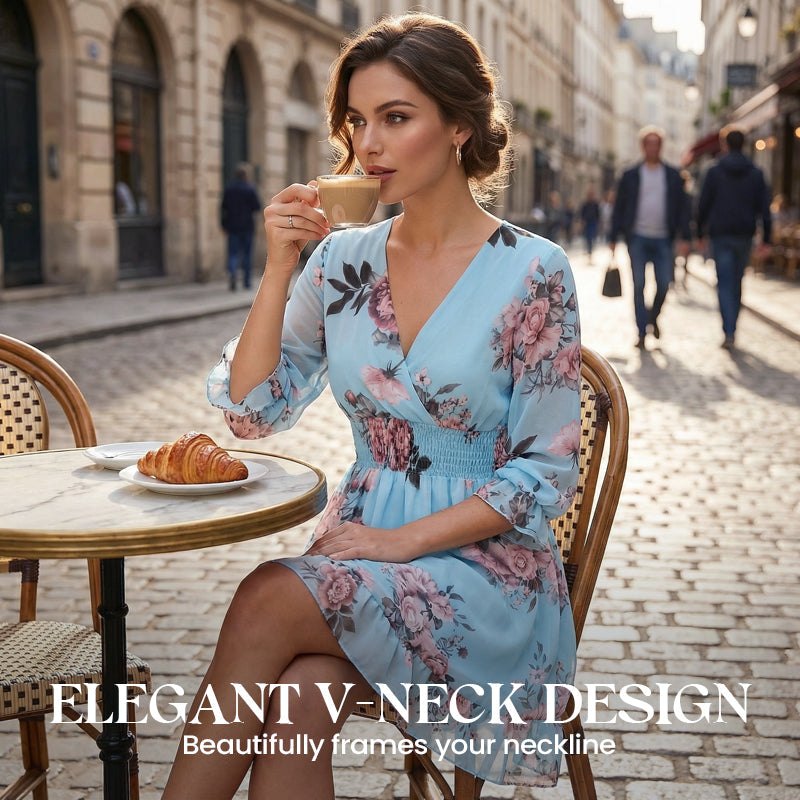 Halvienne™ - Robe Fleurie d’Été à Décolleté V