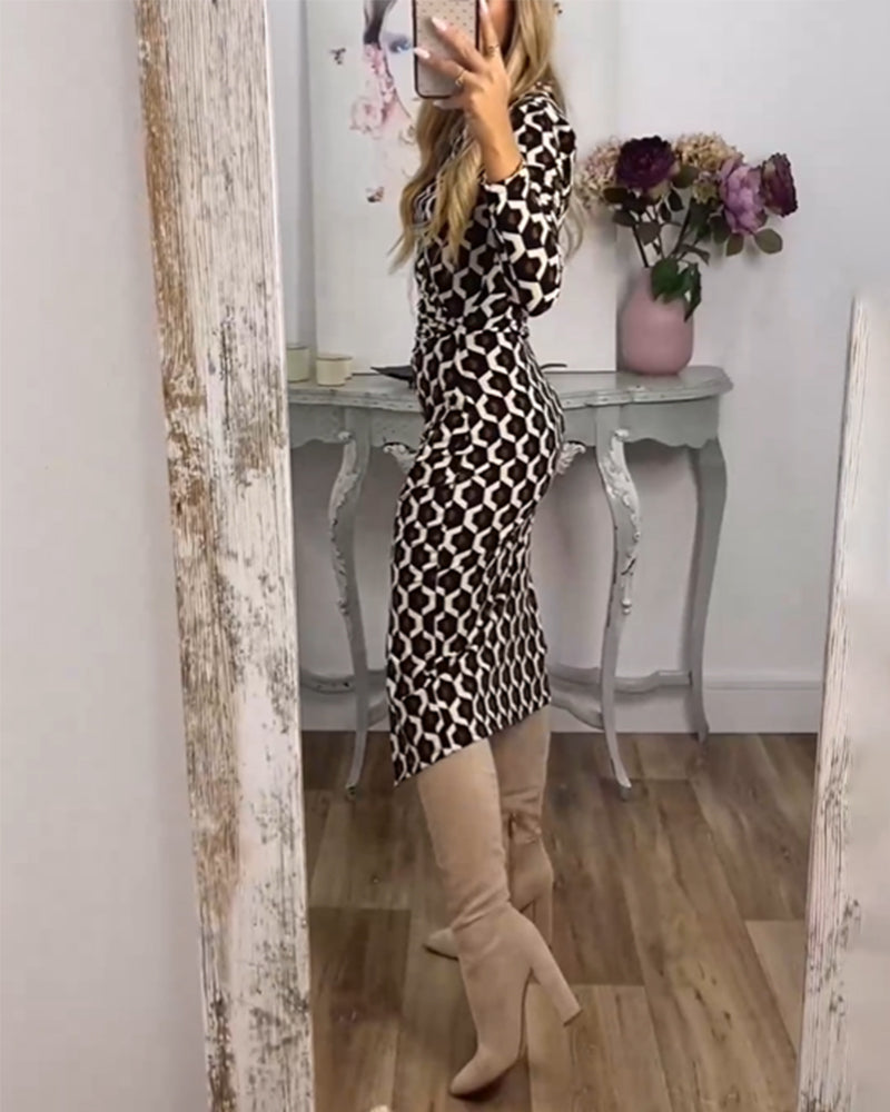 Camille™ - Robe slim vintage à col rond