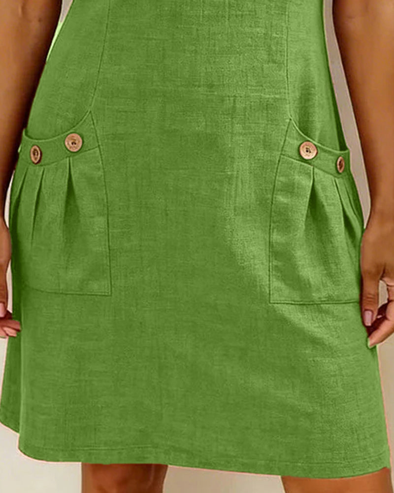 Kovira™ - Robe Courte Coton Lin avec Fermeture Éclair et Poches