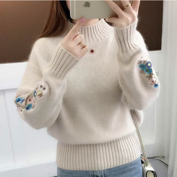 Andrée™ - Pull Brodé de Fleurs Épais