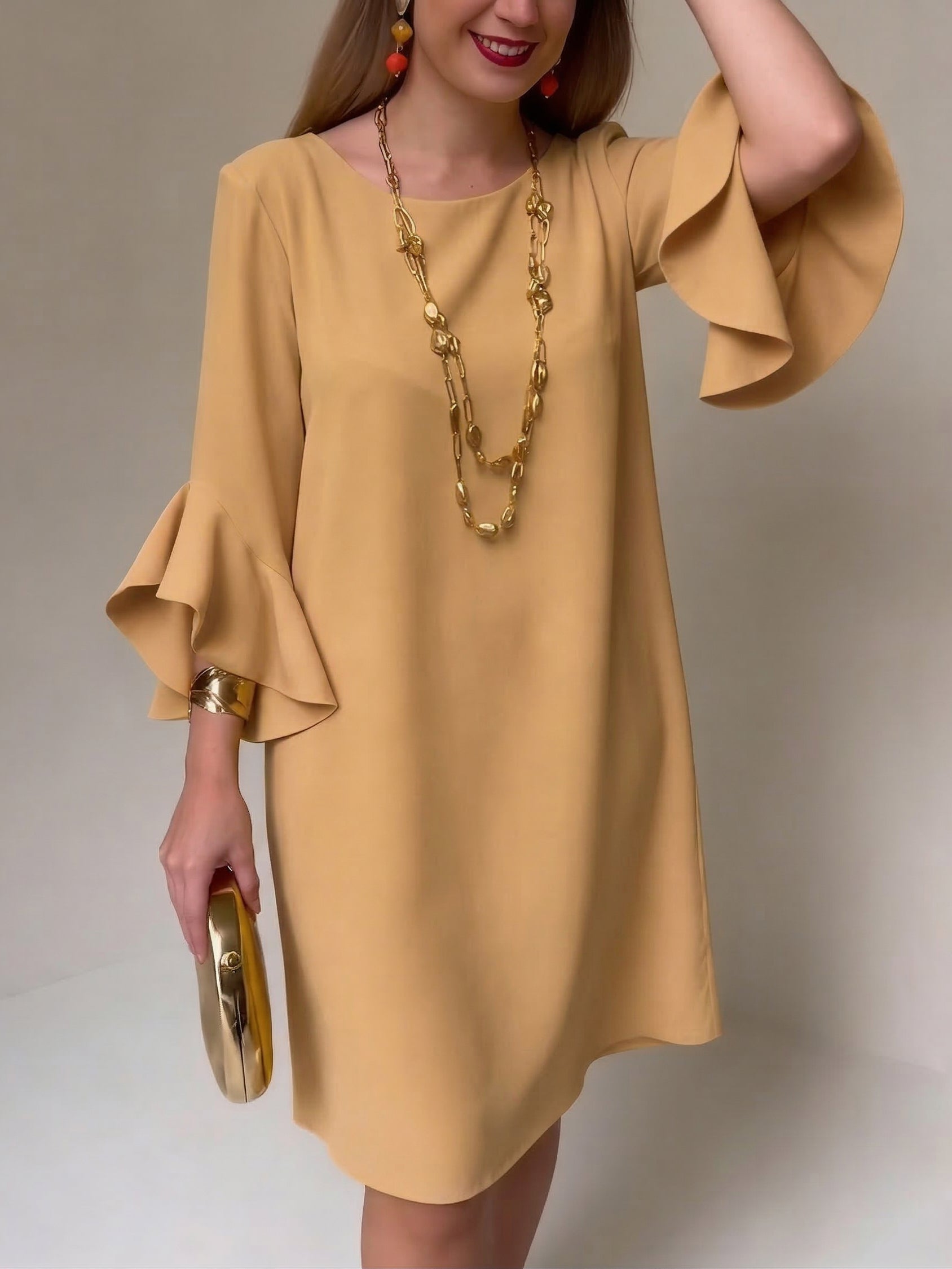 Eryza™ - Robe Femme Fluide Manches à Volants Coupe Confort Style Élégant