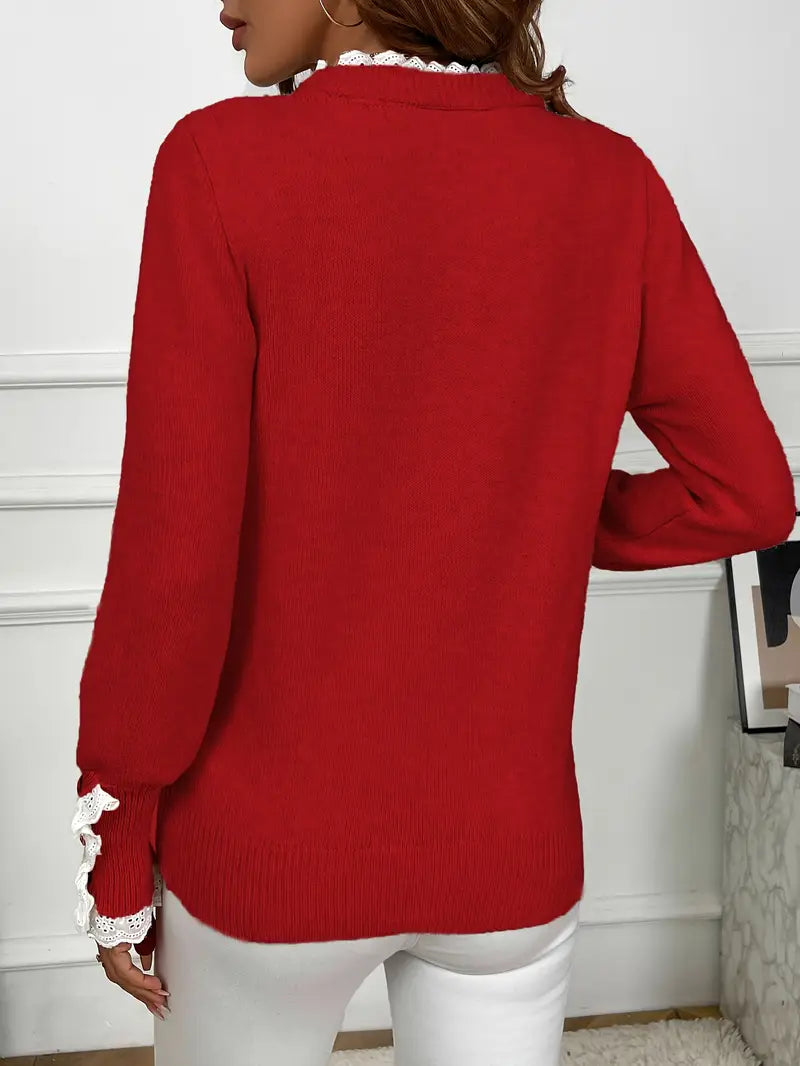 Inaya™ - Pull en tricot élégant à volants et boutons