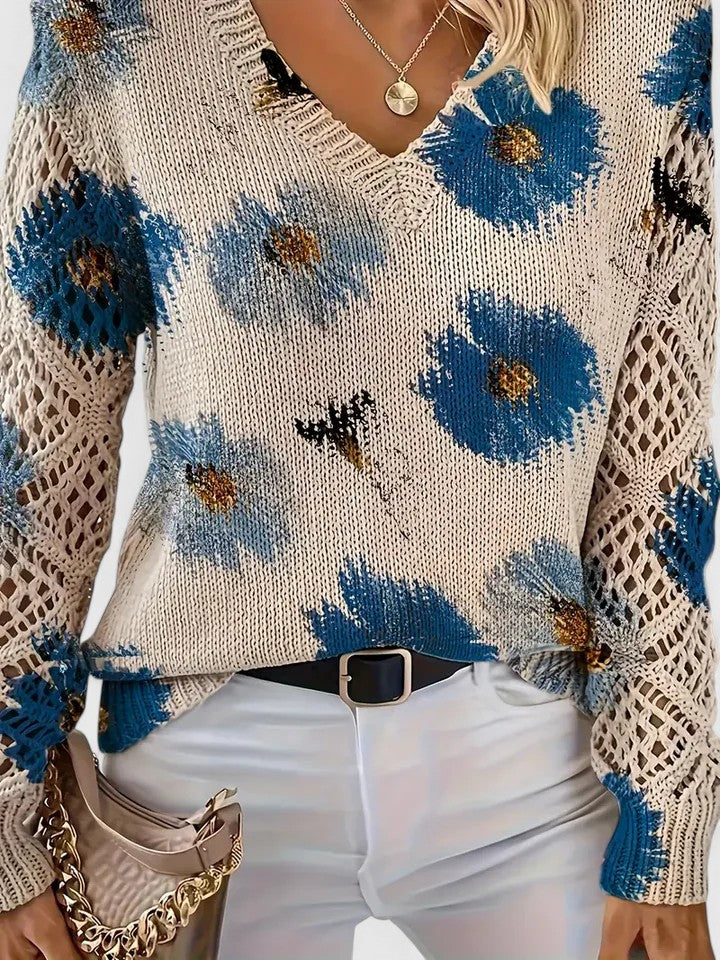 Marisavina - Pull Floral Vintage Élégant