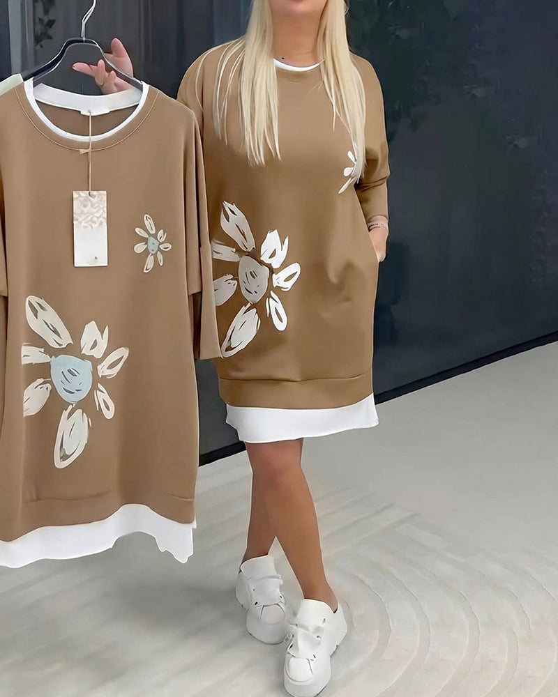 Ravessa™ - Robe Décontractée Style Sweat À Motif Floral