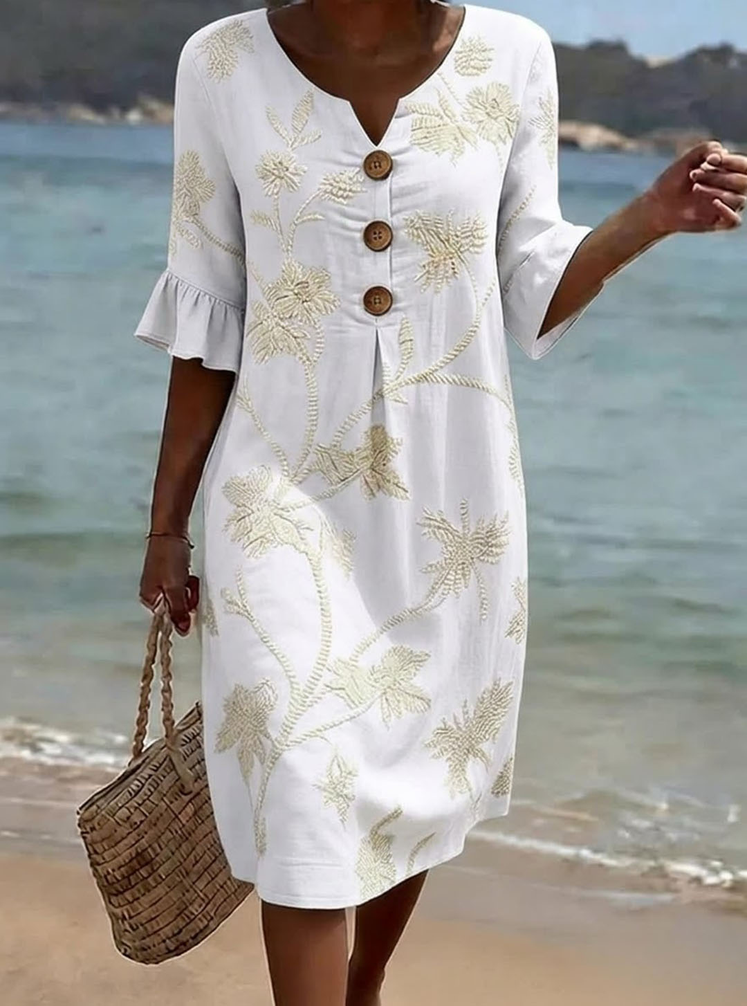 Ariella - Robe femme en coton à imprimé floral