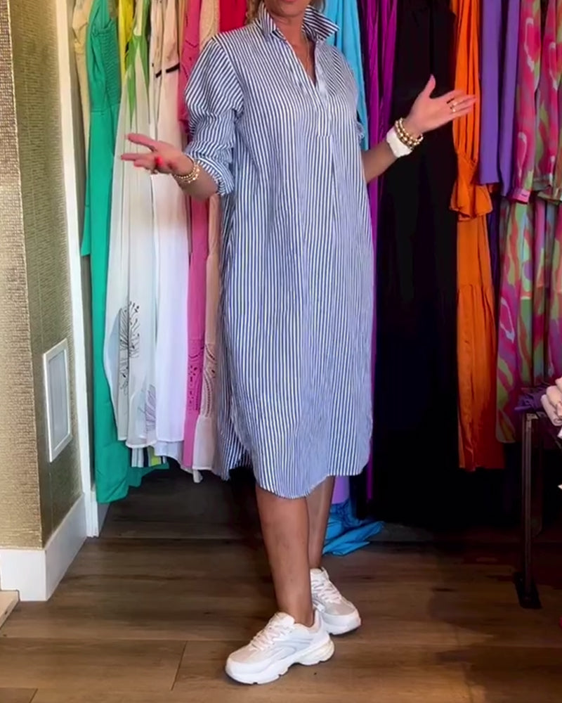 Cato™ - Robe Chemise Rayée à Col Revers