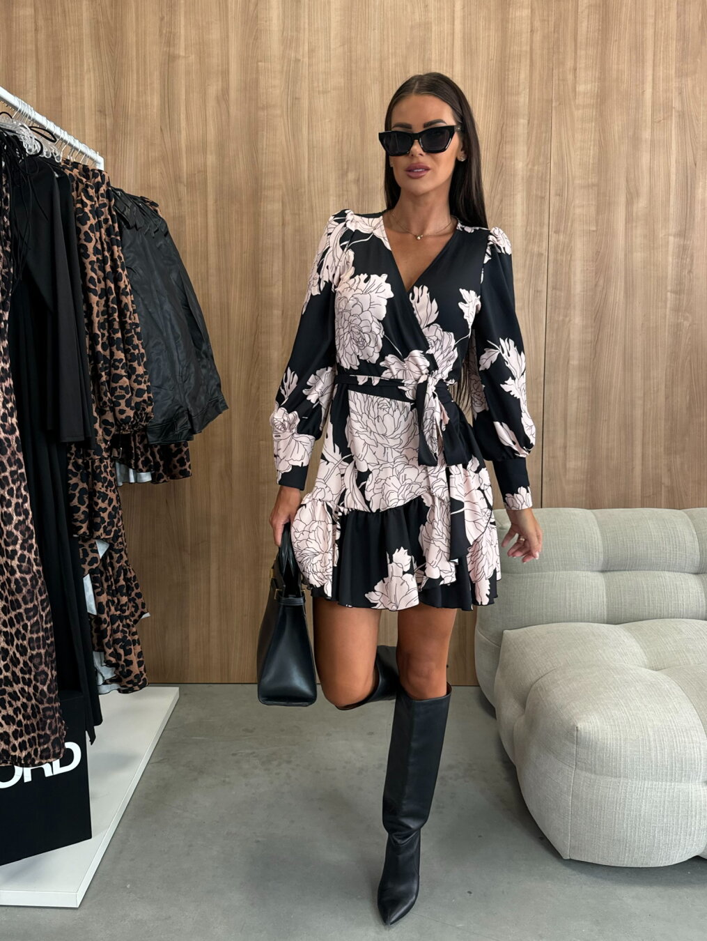 Seloria™ - Robe Mini Florale À Coupe Cache-Cœur Élégante