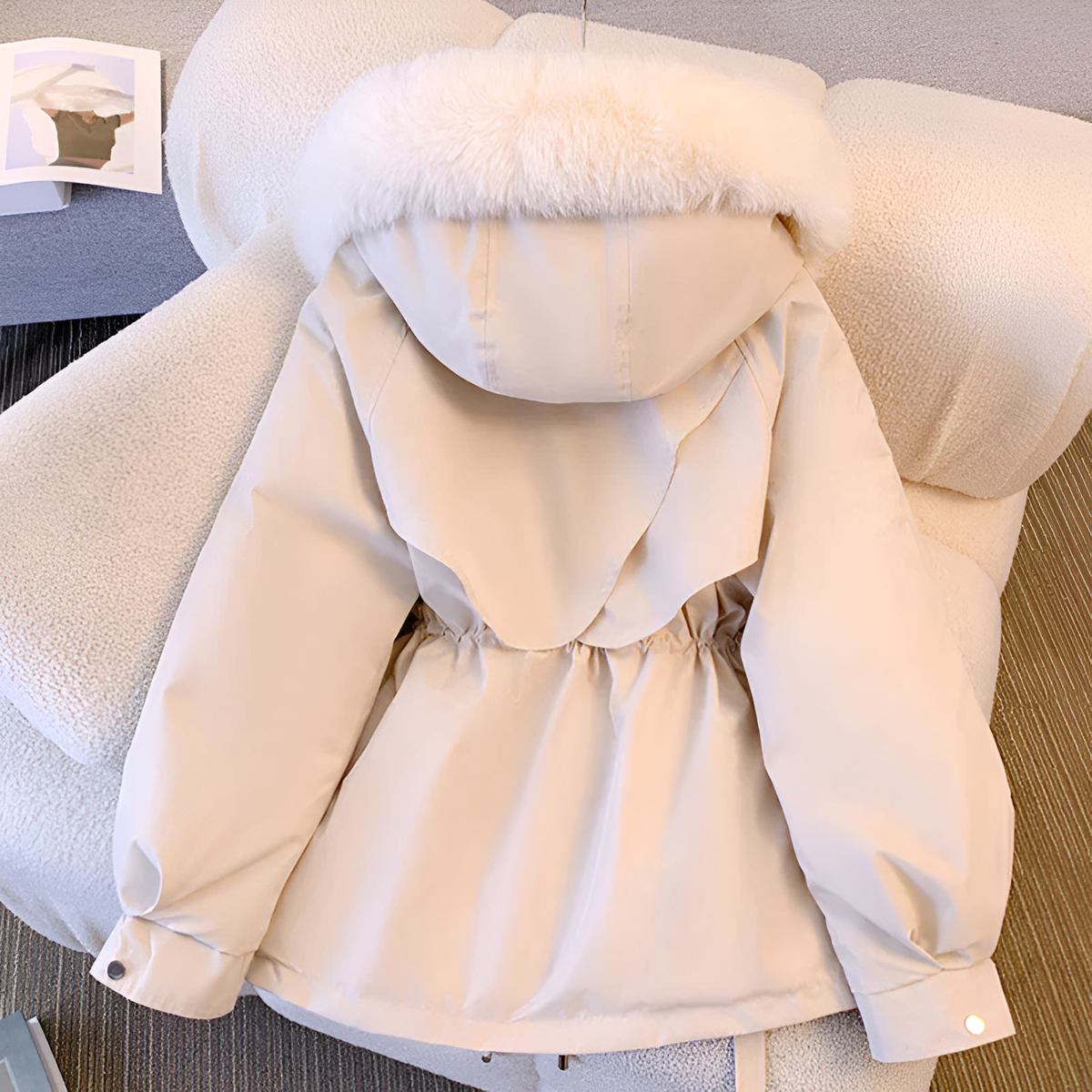 Klasien - Veste d’hiver femme matelassée à capuche fourrée et taille ajustable