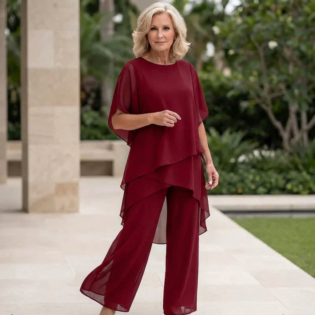 Eryndra™ - Ensemble Élégant Femme avec Pantalon Palazzo Drapé