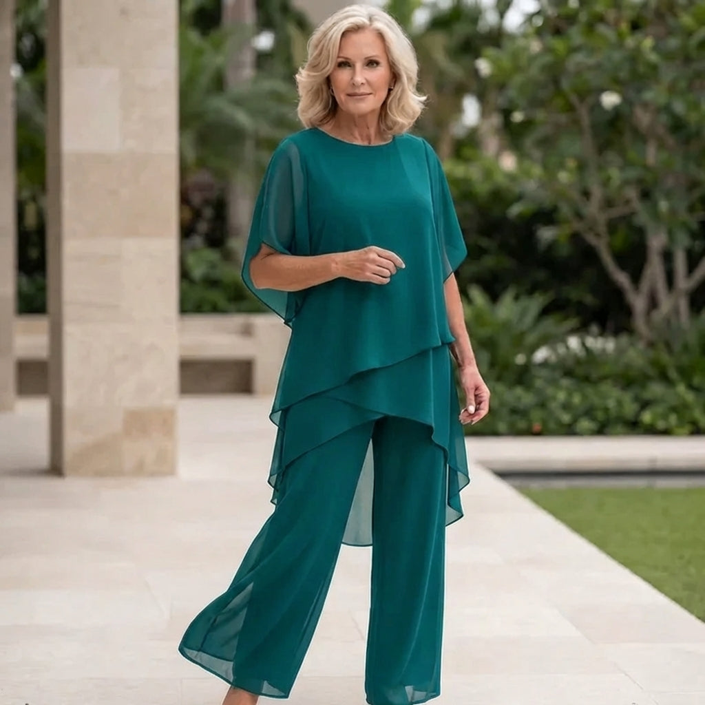Eryndra™ - Ensemble Élégant Femme avec Pantalon Palazzo Drapé
