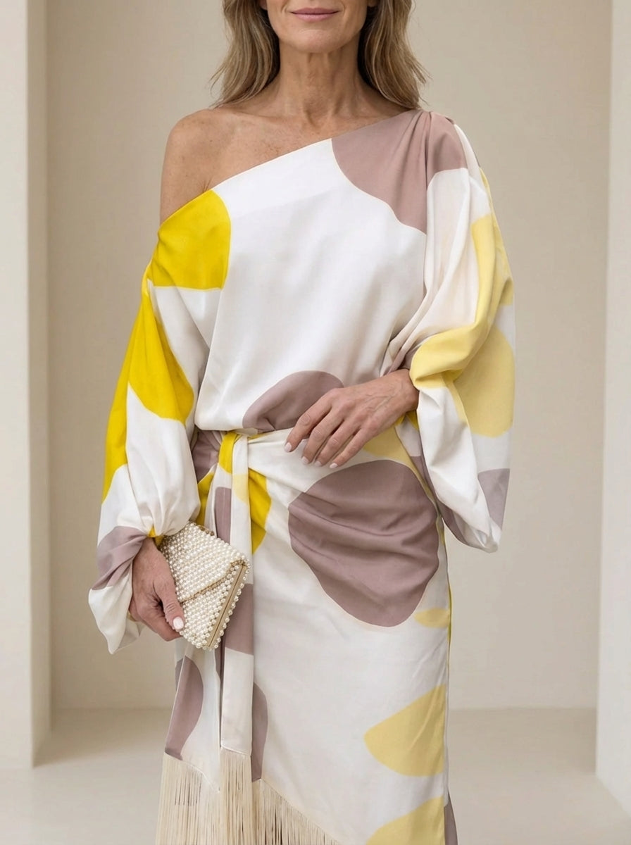 Haveth™ - Robe Femme Élégante Franges et Coupe Asymétrique Chic